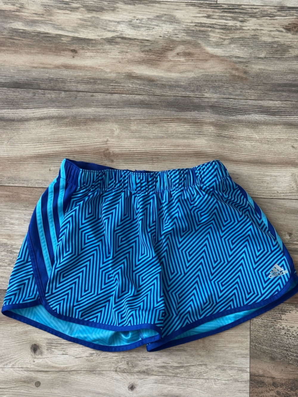Adidas Climalite Geometric Printed Running Shorts Blue Chevron Size S